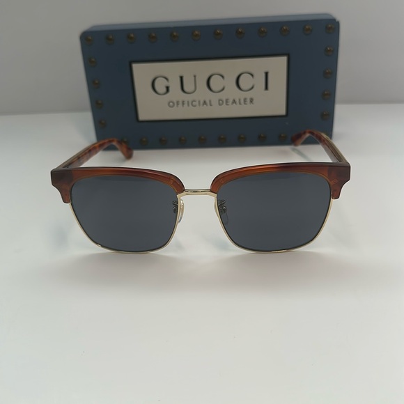 New Authentic Gucci GG0382S Sunglasses Havana/Blue Men Sunglasses - Picture 6 of 17